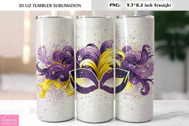 Mardi Gras Mask. Mardi Gras Tumbler Sublimation Design Sublimation Kseniia designer 