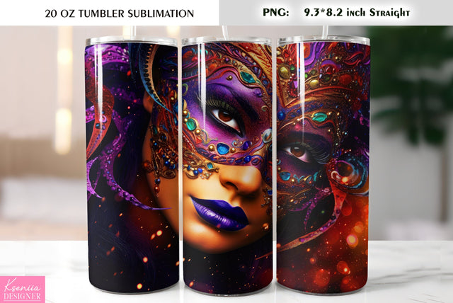 Mardi Gras Mask. Mardi Gras Tumbler Sublimation Design Sublimation Kseniia designer 