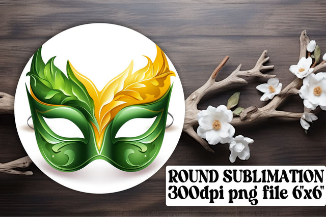 Mardi Gras Mask Ornaments - Circle Sublimation Bundle Sublimation afrosvg 