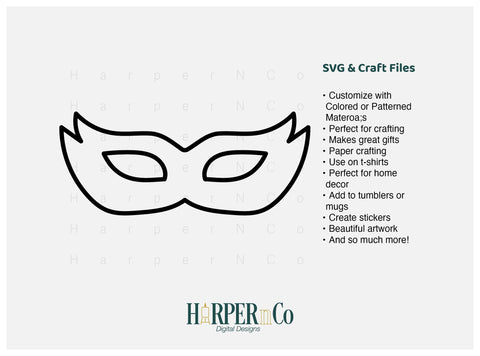 Mardi Gras Mask Outline SVG, PNG, 11 SVG HarperNCo 