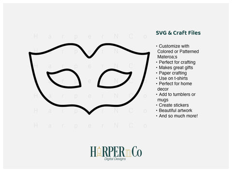 Mardi Gras Mask Outline SVG, PNG, 12 SVG HarperNCo 