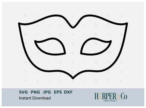 Mardi Gras Mask Outline SVG, PNG, 12 SVG HarperNCo 