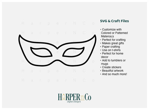 Mardi Gras Mask Outline SVG, PNG, 13 SVG HarperNCo 