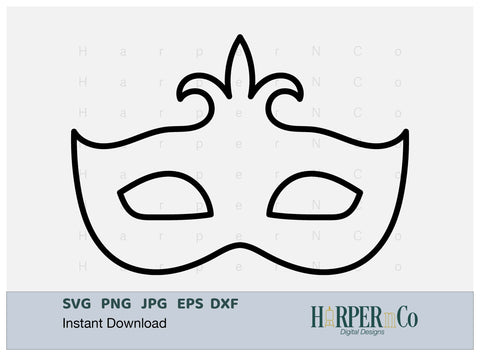 Mardi Gras Mask Outline SVG, PNG, 14 SVG HarperNCo 