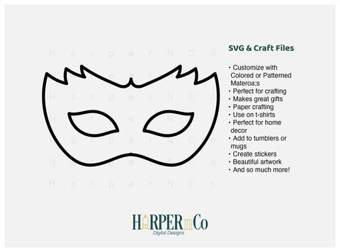 Mardi Gras Mask Outline SVG, PNG, 15 SVG HarperNCo 