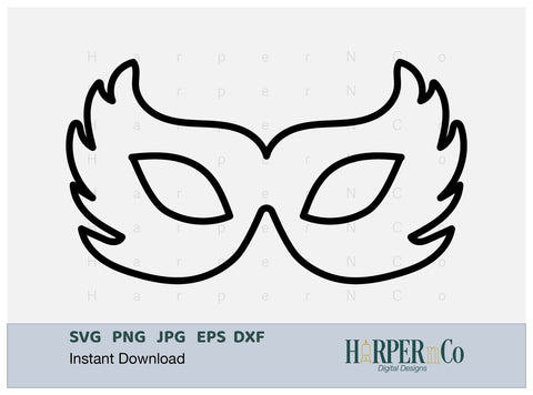 Mardi Gras Mask Outline SVG, PNG, 2 SVG HarperNCo 