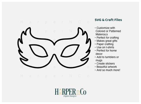 Mardi Gras Mask Outline SVG, PNG, 2 SVG HarperNCo 