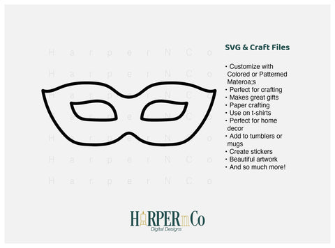 Mardi Gras Mask Outline SVG, PNG, 3 SVG HarperNCo 