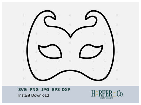 Mardi Gras Mask Outline SVG, PNG, 4 SVG HarperNCo 
