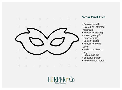 Mardi Gras Mask Outline SVG, PNG, 5 SVG HarperNCo 