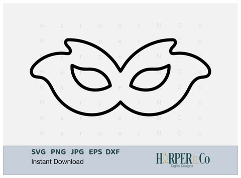 Mardi Gras Mask Outline SVG, PNG, 5 SVG HarperNCo 