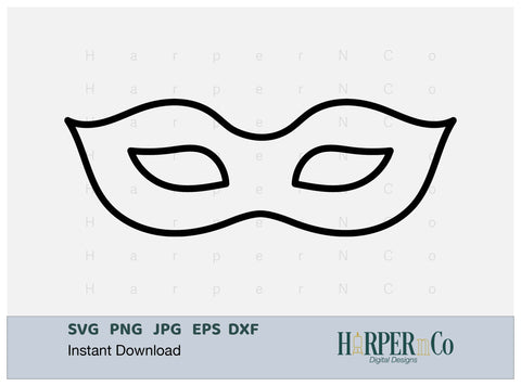 Mardi Gras Mask Outline SVG, PNG, 7 SVG HarperNCo 