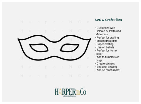 Mardi Gras Mask Outline SVG, PNG, 7 SVG HarperNCo 