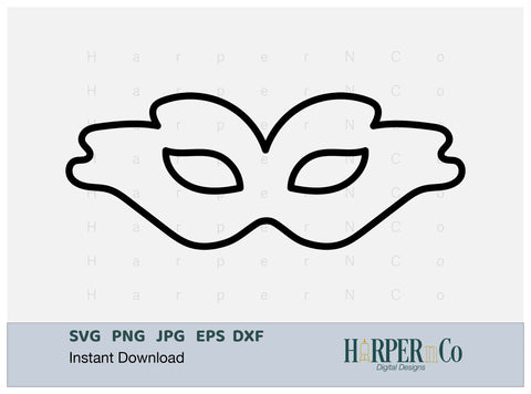 Mardi Gras Mask Outline SVG, PNG, 8 SVG HarperNCo 