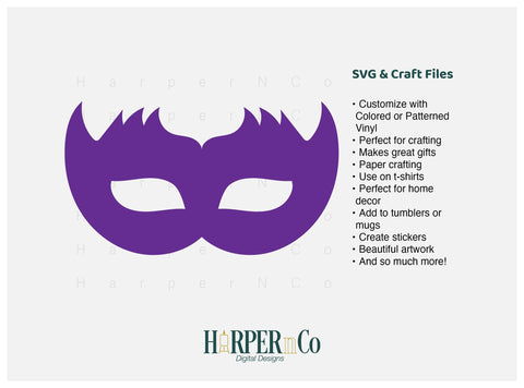 Mardi Gras Mask, SVG, PNG, Cut File 1 SVG HarperNCo 