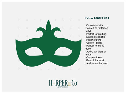 Mardi Gras Mask SVG, PNG, Cut File 14 SVG HarperNCo 