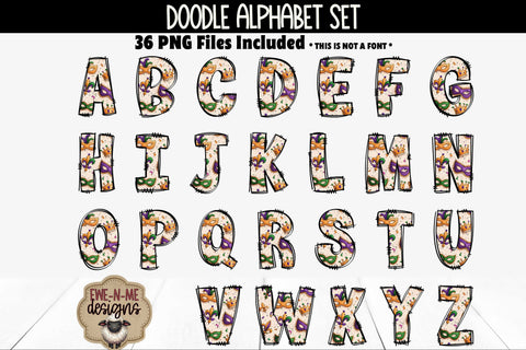 Mardi Gras Masks & Beads Doodle Alphabet Numbers | Patterned PNG Sublimation Ewe-N-Me Designs 