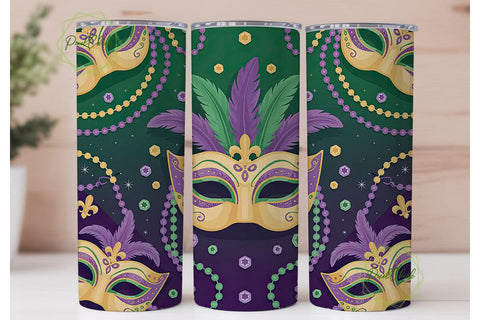 Mardi Gras Masquerade 20oz Tumbler Wrap Sublimation PixelChick 