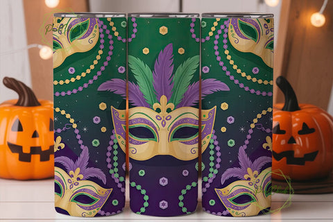 Mardi Gras Masquerade 20oz Tumbler Wrap Sublimation PixelChick 