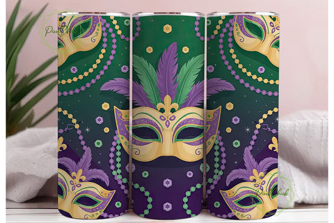Mardi Gras Masquerade 20oz Tumbler Wrap Sublimation PixelChick 