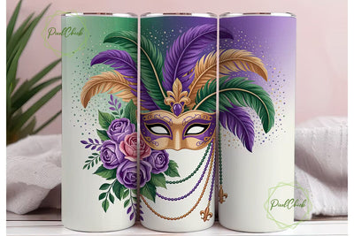 Mardi Gras Masquerade 20oz Tumbler Wrap Sublimation PixelChick 