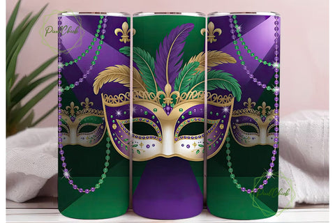 Mardi Gras Masquerade 20oz Tumbler Wrap Sublimation PixelChick 