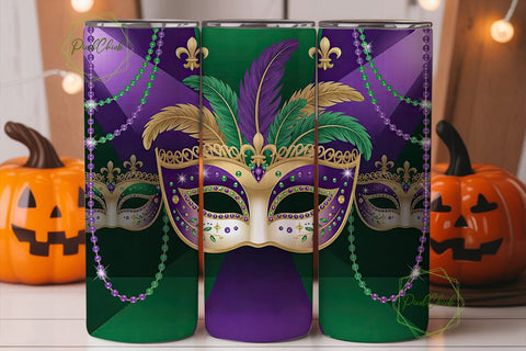 Mardi Gras Masquerade 20oz Tumbler Wrap Sublimation PixelChick 