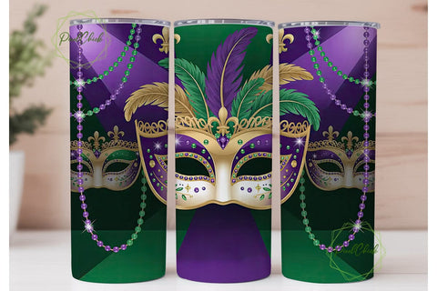 Mardi Gras Masquerade 20oz Tumbler Wrap Sublimation PixelChick 