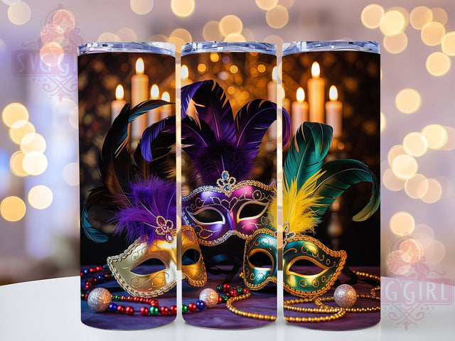 Mardi Gras Masquerade Tumbler, Carnival Mask Wrap, Festive Party Cup, 20oz Sublimation Wrap, New Orleans Celebration Tumbler, Colorful Masquerade Design Cup, Mardi Gras Carnival Theme Wrap Sublimation SvggirlplusArt 