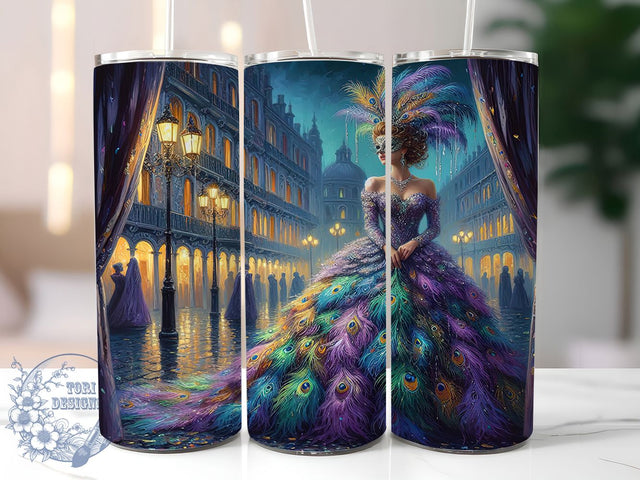 Mardi Gras Masquerade Woman Tumbler, Carnival Mask Wrap, Festive Party Cup, 20oz Sublimation Wrap, New Orleans Celebration Tumbler, Colorful Masquerade Design Cup, Mardi Gras Woman Theme Wrap Sublimation ToriDesigns 