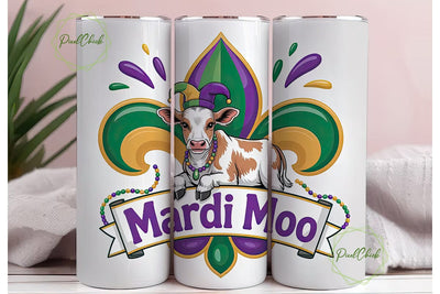 Mardi Gras Moo Cow 20oz Tumbler Wrap Sublimation PixelChick 