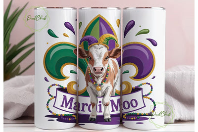Mardi Gras Moo Cow 20oz Tumbler Wrap Sublimation PixelChick 