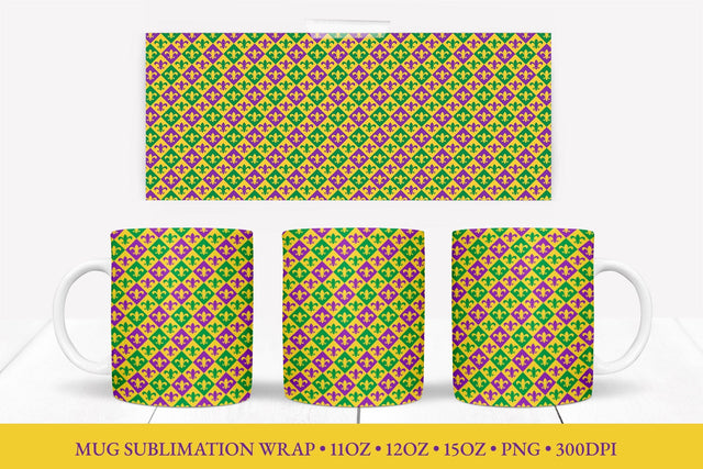 Mardi Gras Mug Sublimation Design. Carnival Mug Wrap PNG Sublimation LaBelezoka 