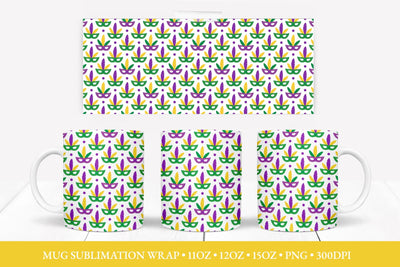 Mardi Gras Mug Sublimation Design. Carnival Mug Wrap Sublimation LaBelezoka 