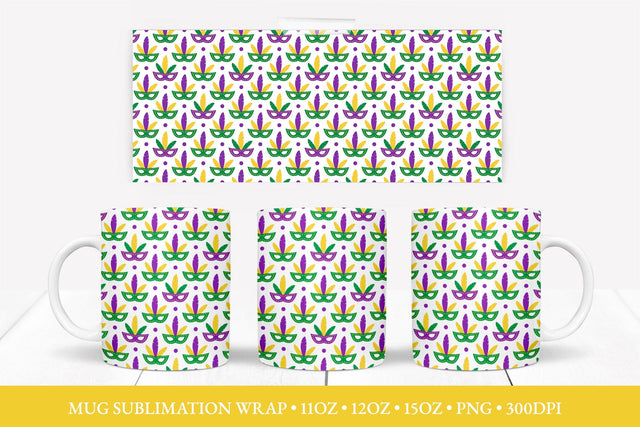 Mardi Gras Mug Sublimation Design. Carnival Mug Wrap Sublimation LaBelezoka 