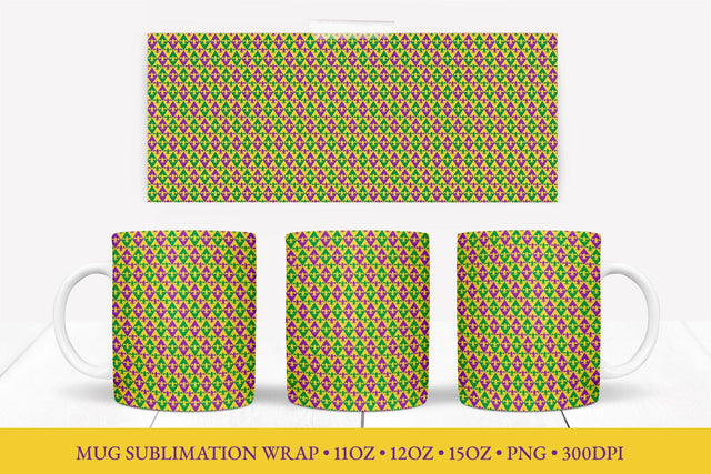 Mardi Gras Mug Sublimation Design. Fleur de Lys Mug Wrap Sublimation LaBelezoka 