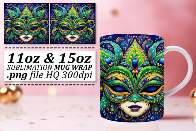 Mardi Gras Mug Wrap: Celebrate Love & Color Sublimation afrosvg 