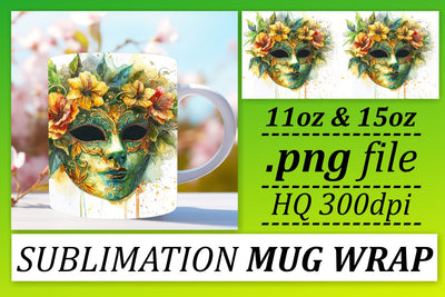 Mardi Gras Parade: Masked Elegance - 11oz & 15oz Sublimation afrosvg 