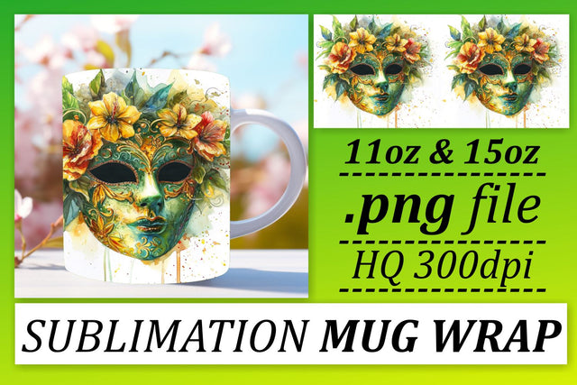 Mardi Gras Parade: Masked Elegance - 11oz & 15oz Sublimation afrosvg 