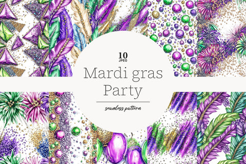 Mardi Gras Party Papers | Carnival Pattern Digital Pattern GlamArtZhanna 
