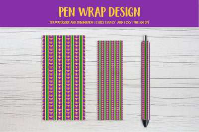 Mardi Gras Pen Wrap Sublimation. Fleur de Lis Pen Wrap PNG Sublimation LaBelezoka 