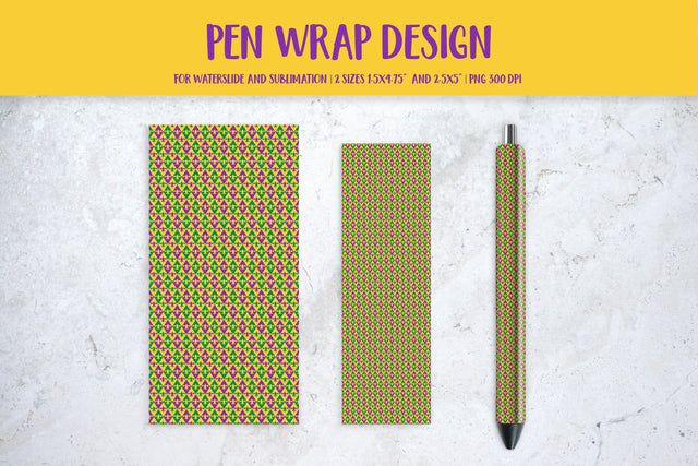 Mardi Gras Pen Wrap Sublimation. Rhombus Pen Wrap PNG Sublimation LaBelezoka 
