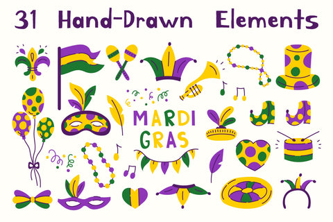 Mardi Gras PNG Clipart Sublimation Rin Green 