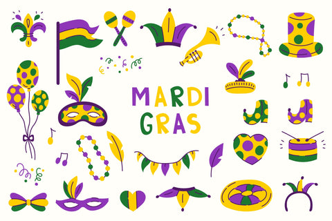 Mardi Gras PNG Clipart Sublimation Rin Green 