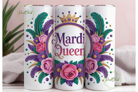 Mardi Gras Queen 20oz Tumbler Wrap Sublimation PixelChick 