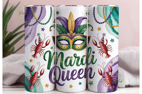 Mardi Gras Queen 20oz Tumbler Wrap Sublimation PixelChick 