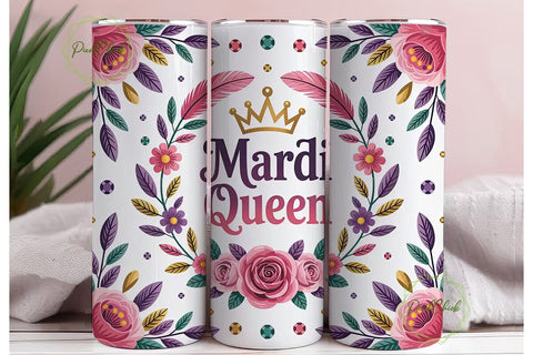 Mardi Gras Queen 20oz Tumbler Wrap Sublimation PixelChick 