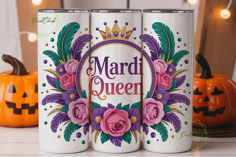 Mardi Gras Queen 20oz Tumbler Wrap Sublimation PixelChick 