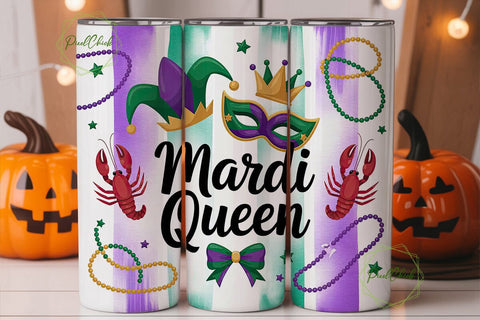 Mardi Gras Queen 20oz Tumbler Wrap Sublimation PixelChick 