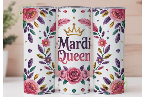 Mardi Gras Queen 20oz Tumbler Wrap Sublimation PixelChick 